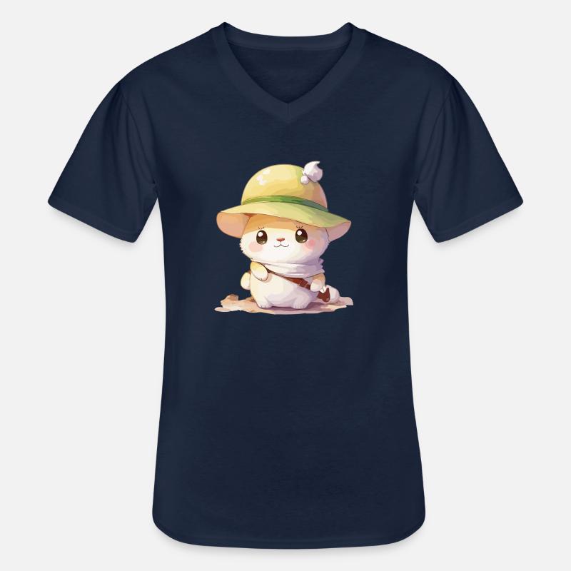 Süßer Hamster mit Hut - Männer-T-Shirt mit V-Ausschnitt - Navy
