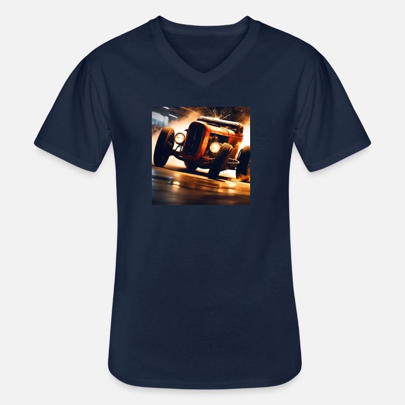 Rusty Hot Rod Rennen #2 - Männer-T-Shirt mit V-Ausschnitt - Navy