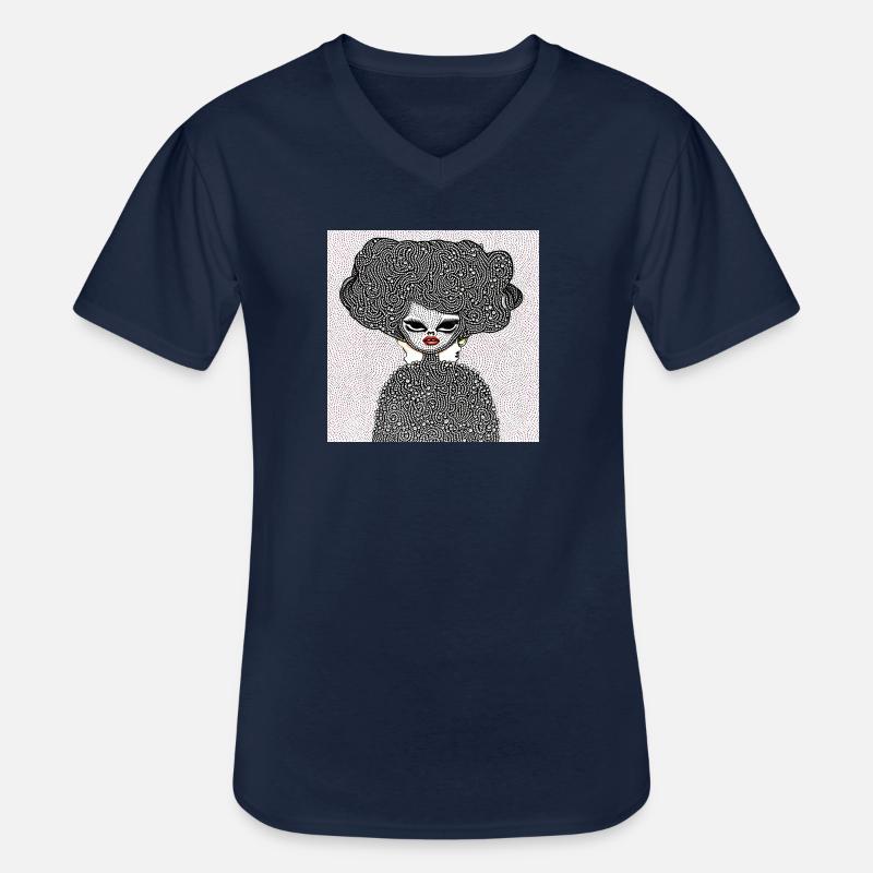 Frisur #2 - Männer-T-Shirt mit V-Ausschnitt - Navy