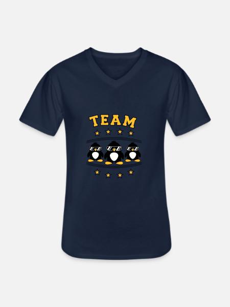 Pinguine Team Freunde - Männer-T-Shirt mit V-Ausschnitt - Navy