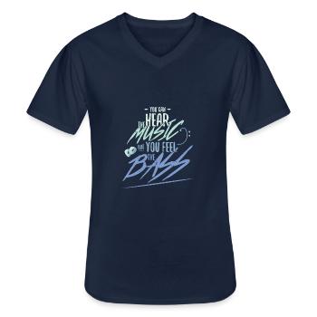bassist musician bass guitar - Men's V-Neck T-Shirt - navy - Front - AI Model Male 178 dark (178cm)