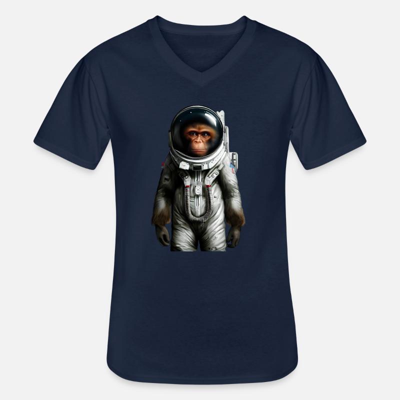 Singe astronaute de l’espace - T-shirt col V Homme - marine