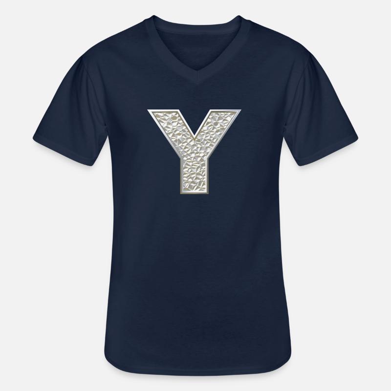 Y, letter, initial, monogram, - Männer-T-Shirt mit V-Ausschnitt - Navy