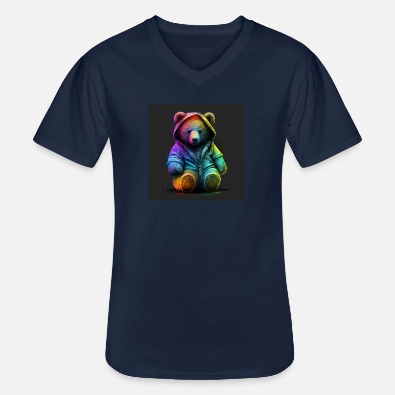 PLÜSCH - SÜSSER TEDDYBÄR - GESCHENKIDEE - Männer-T-Shirt mit V-Ausschnitt - Navy
