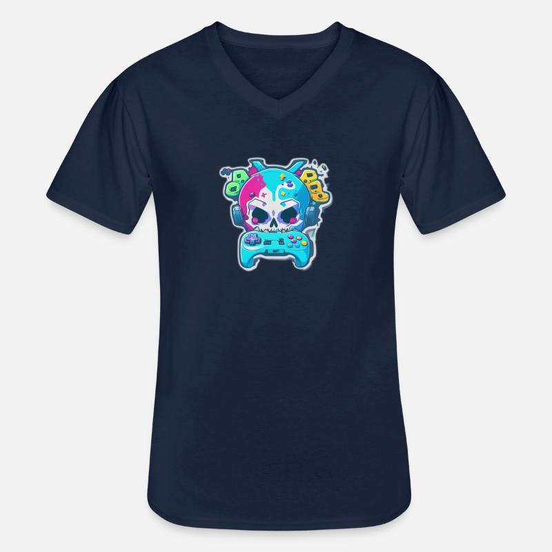 Skullhead Controller - Männer-T-Shirt mit V-Ausschnitt - Navy