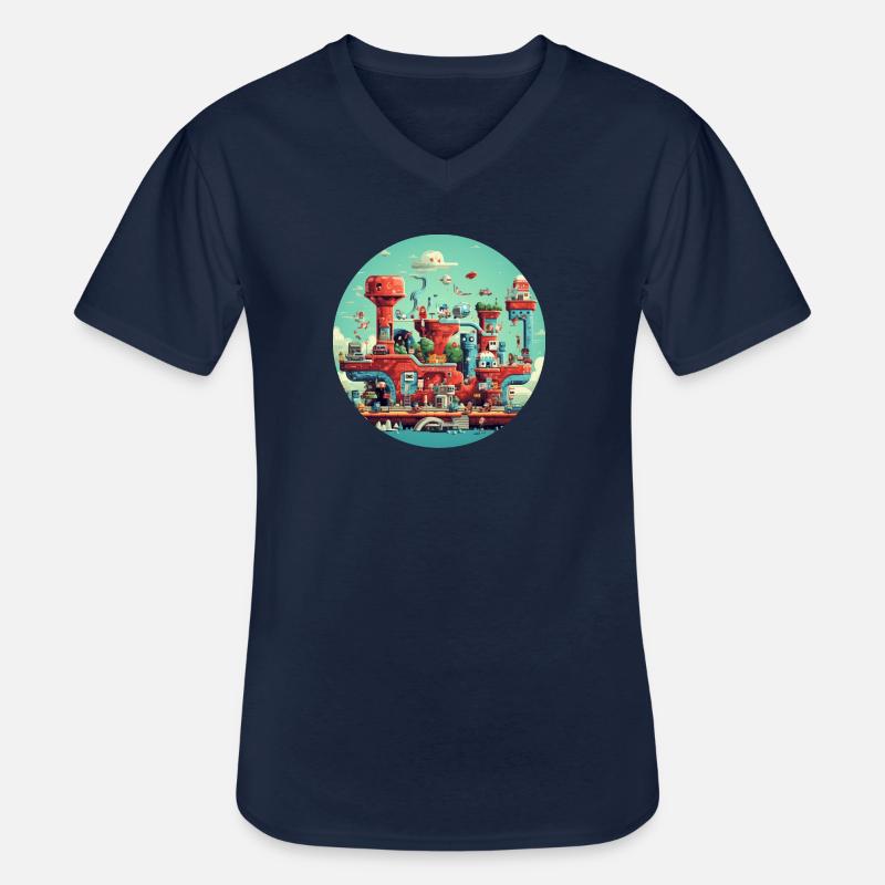 Nostalgisches Retro Videospiel - Männer-T-Shirt mit V-Ausschnitt - Navy