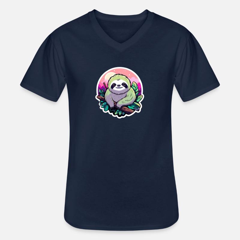 Faultier Zeichnung - Männer-T-Shirt mit V-Ausschnitt - Navy