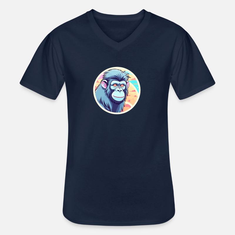 Affe Illustration - Männer-T-Shirt mit V-Ausschnitt - Navy