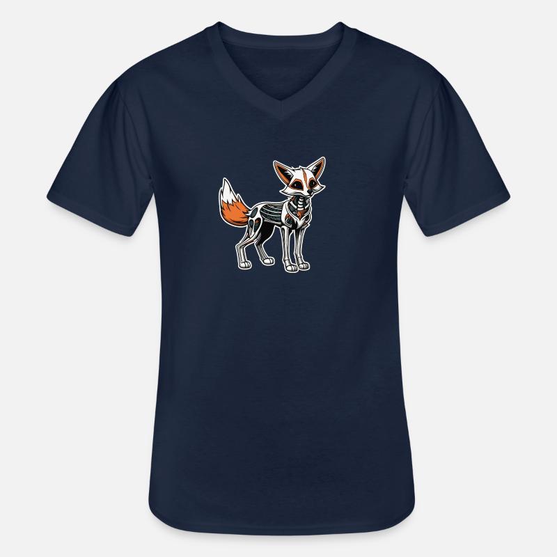 Fuchs Skelett Illustration - Männer-T-Shirt mit V-Ausschnitt - Navy