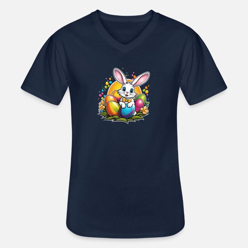 Easter Bunny Easter Illustration - Men's V-Neck T-Shirt - navy