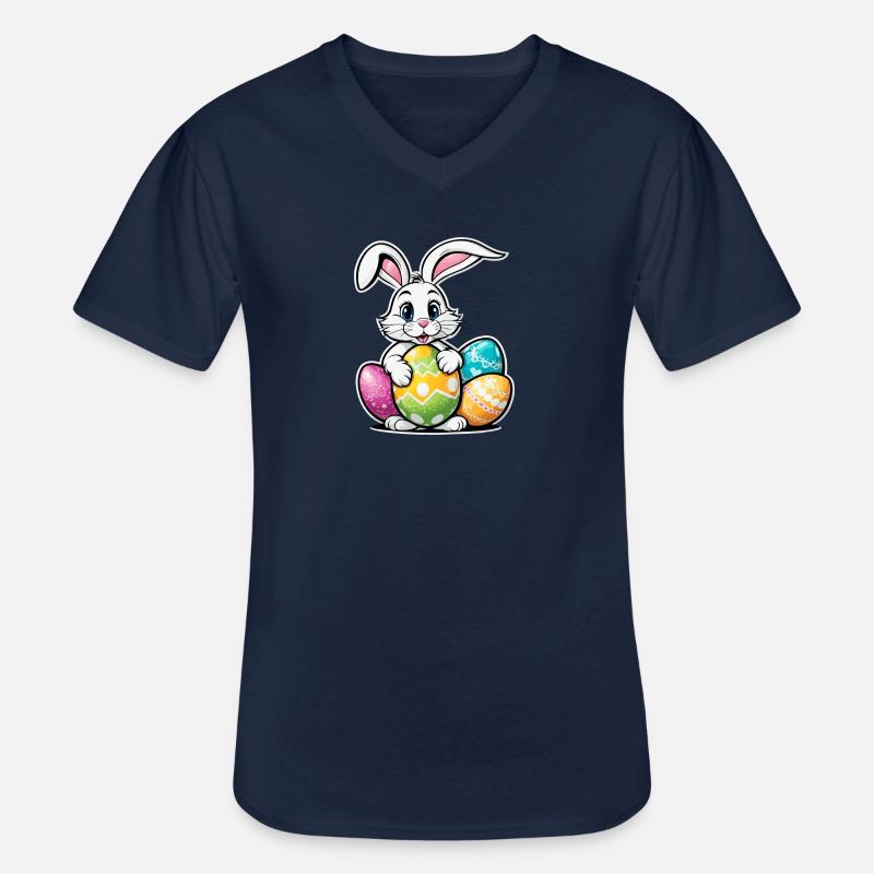 Easter Bunny Easter Illustration - Men's V-Neck T-Shirt - navy