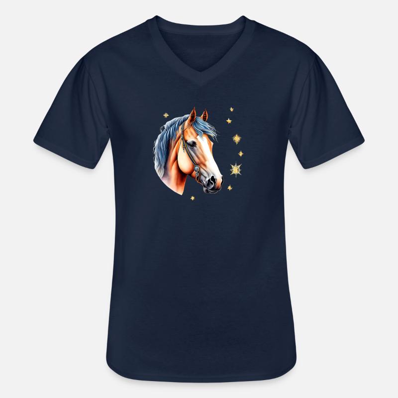 Wild und Frei: Pferdekopf - Männer-T-Shirt mit V-Ausschnitt - Navy
