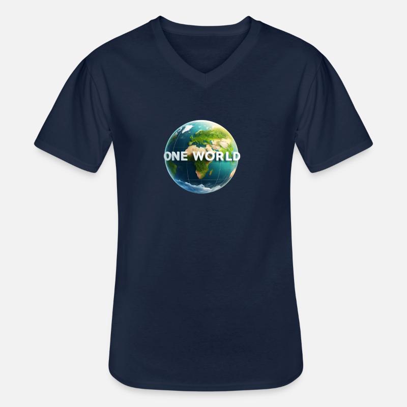 One World 3 - Männer-T-Shirt mit V-Ausschnitt - Navy