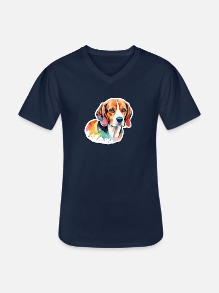 Beagle Wasserfarben - Männer-T-Shirt mit V-Ausschnitt - Navy