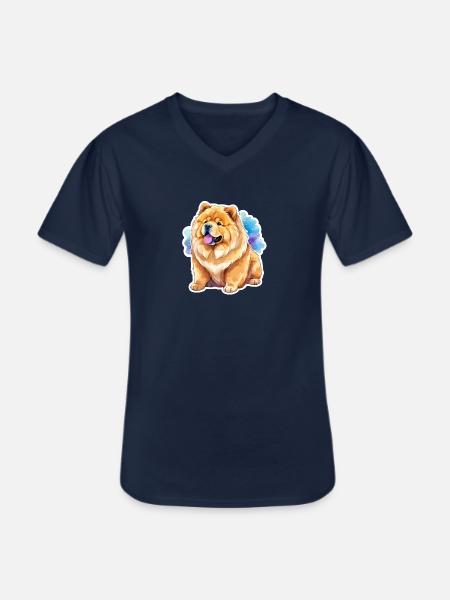 Chow Chow Aquarelles - T-shirt col V Homme - marine