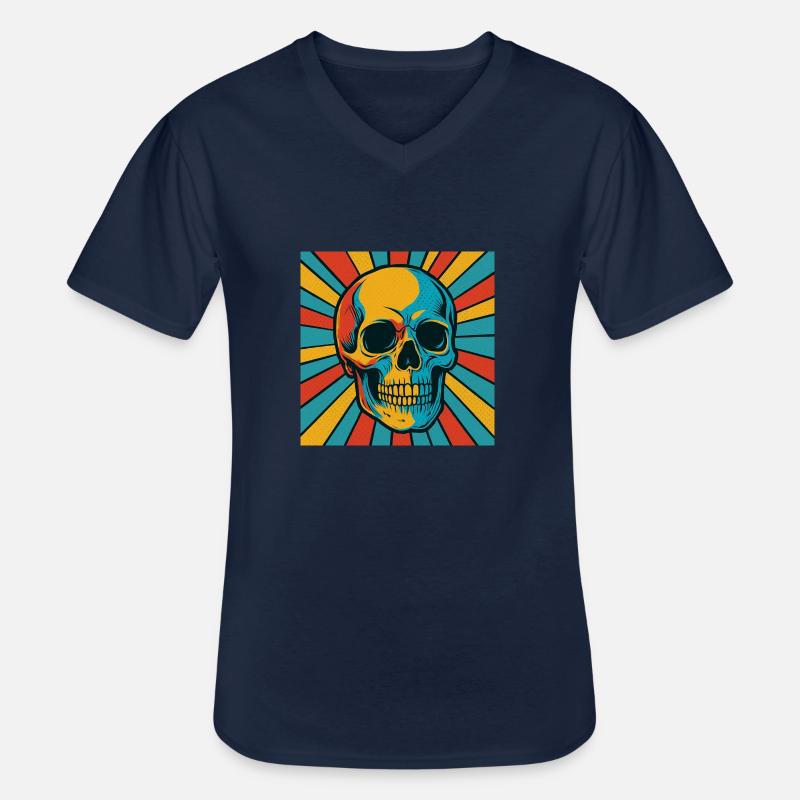 Explodierter Farbtopf Totenkopf - Männer-T-Shirt mit V-Ausschnitt - Navy