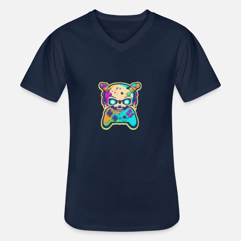 Skullhead Controller - Männer-T-Shirt mit V-Ausschnitt - Navy