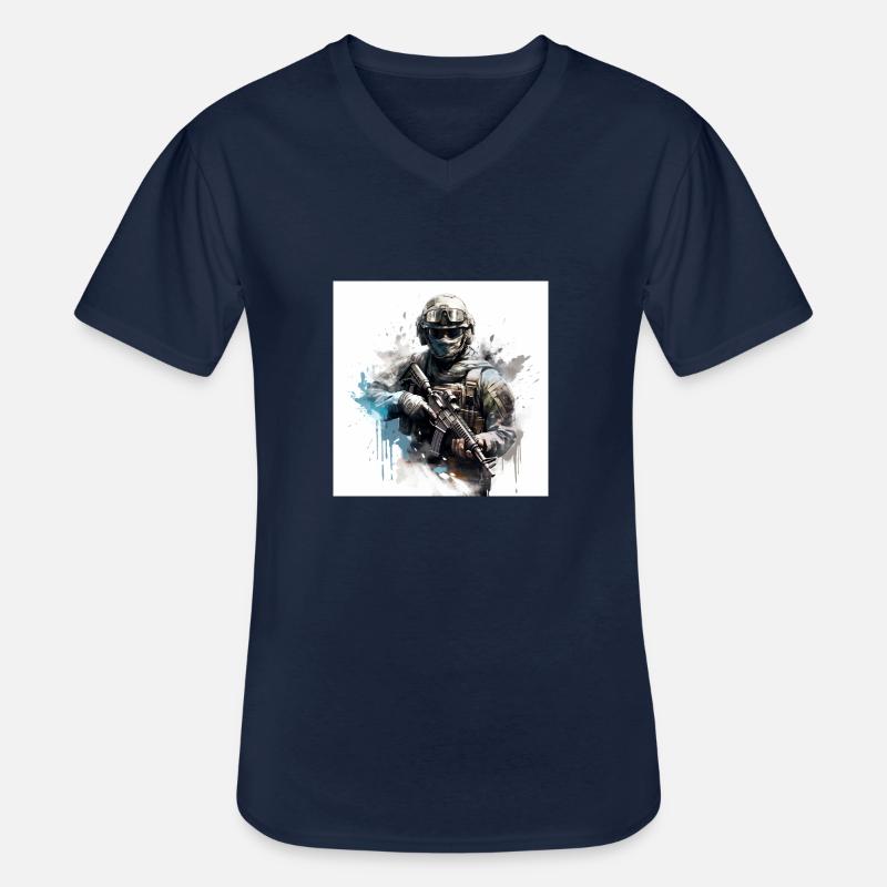 COD gaming art shooter - Männer-T-Shirt mit V-Ausschnitt - Navy