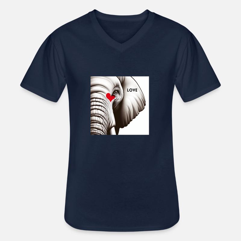 Elefant Love - Männer-T-Shirt mit V-Ausschnitt - Navy
