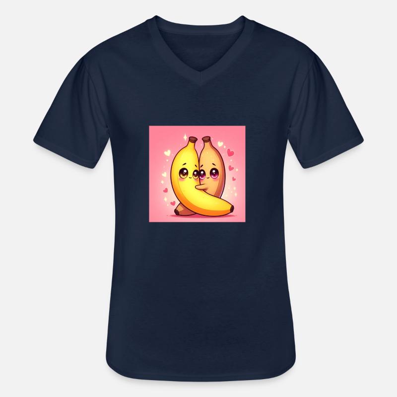 Ich liebe dich, Banane!! - Männer-T-Shirt mit V-Ausschnitt - Navy