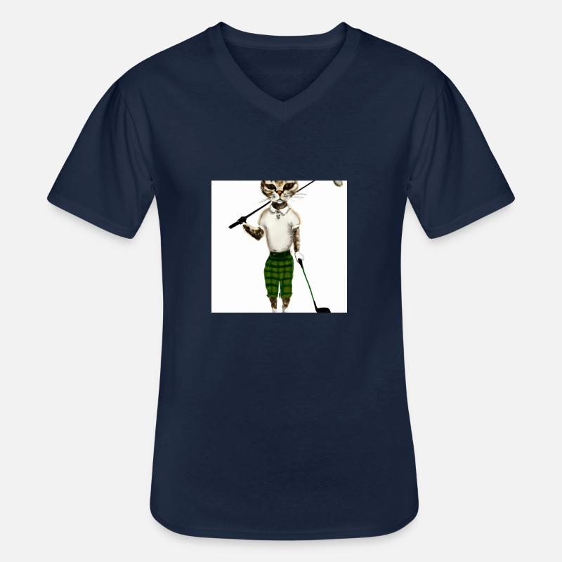 Golfkatze als Model - Männer-T-Shirt mit V-Ausschnitt - Navy