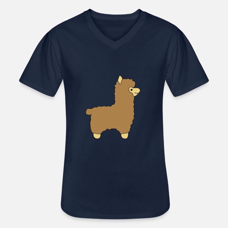 lama alpaca comic - Männer-T-Shirt mit V-Ausschnitt - Navy
