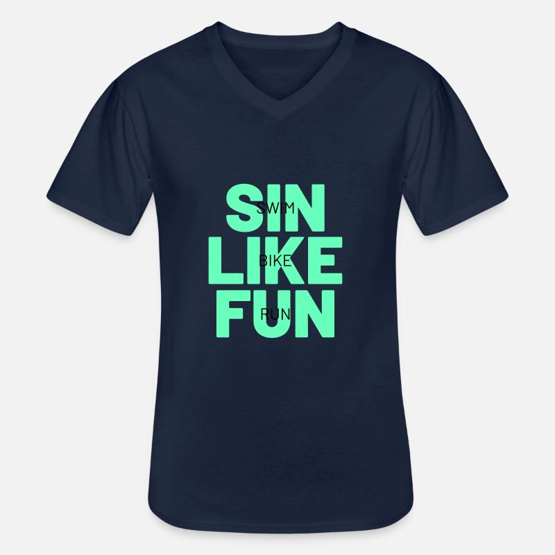 TRIATHLON sin like fun - Männer-T-Shirt mit V-Ausschnitt - Navy