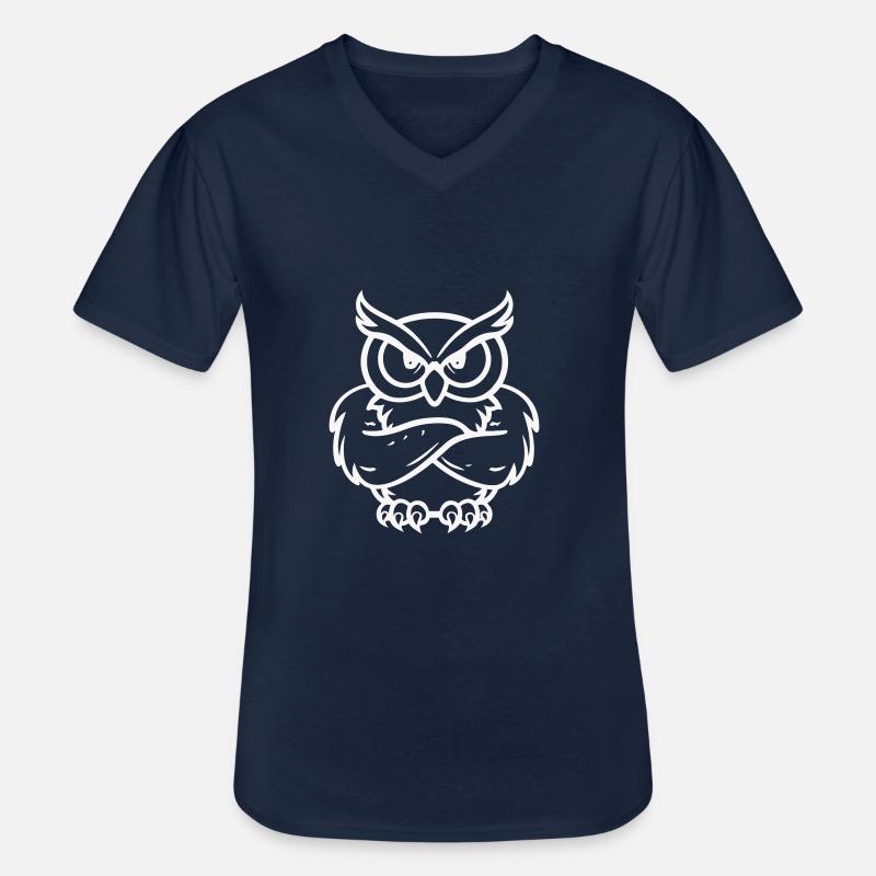 eule comic - Männer-T-Shirt mit V-Ausschnitt - Navy