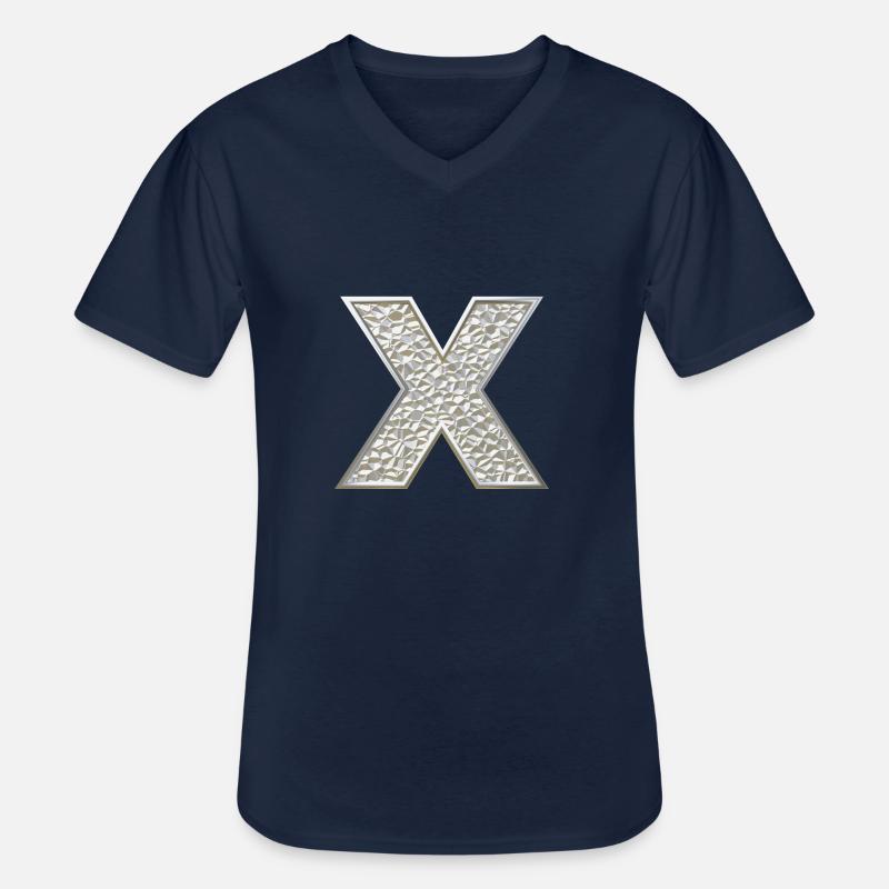 X, letter, initial, monogram, - Männer-T-Shirt mit V-Ausschnitt - Navy