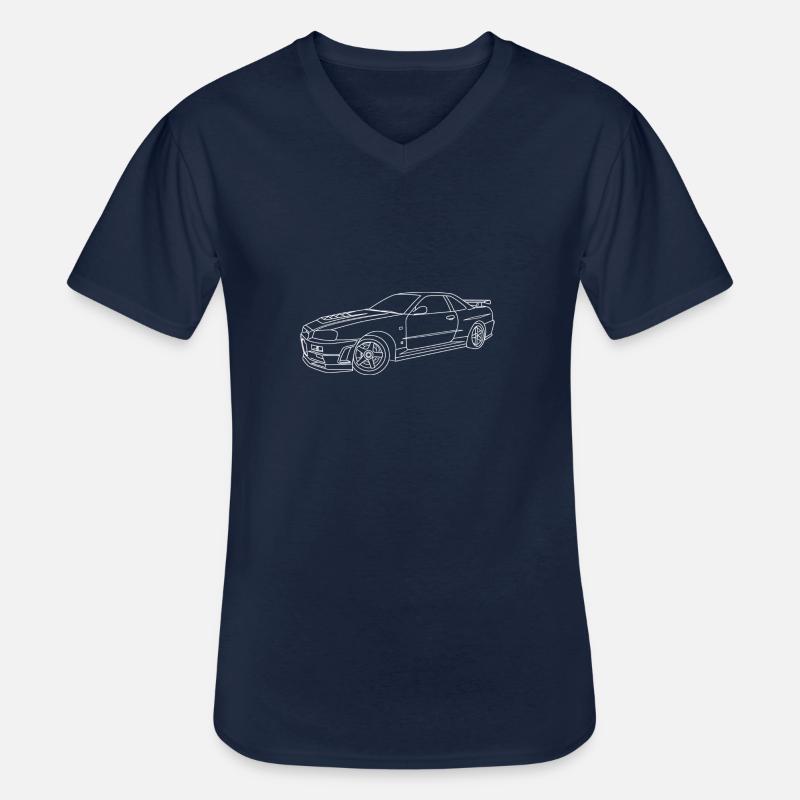 Skyline - Männer-T-Shirt mit V-Ausschnitt - Navy