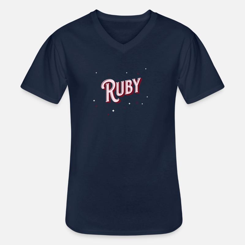 Ruby Namen personalisiert - Männer-T-Shirt mit V-Ausschnitt - Navy