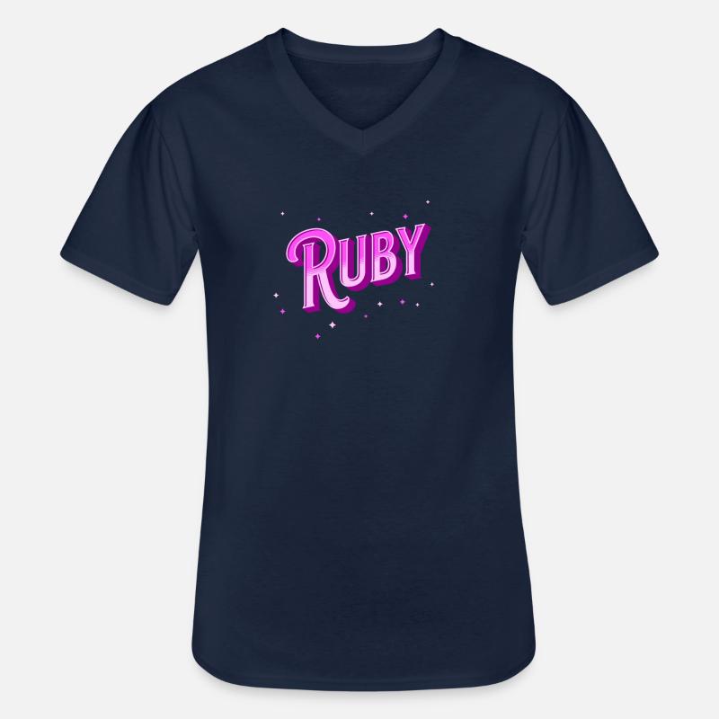 Ruby Namen personalisiert - Männer-T-Shirt mit V-Ausschnitt - Navy
