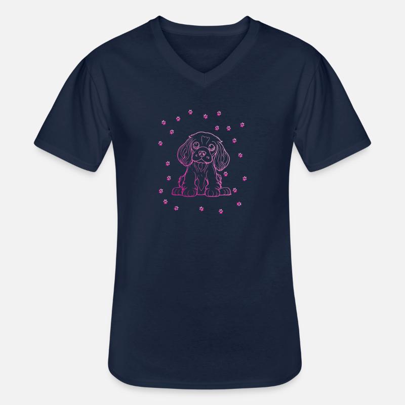 Cocker Spaniel mit kleinen Pfoten - Männer-T-Shirt mit V-Ausschnitt - Navy