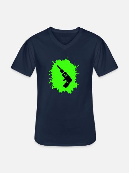 Drill Blobs Craftsman - Men's V-Neck T-Shirt - navy