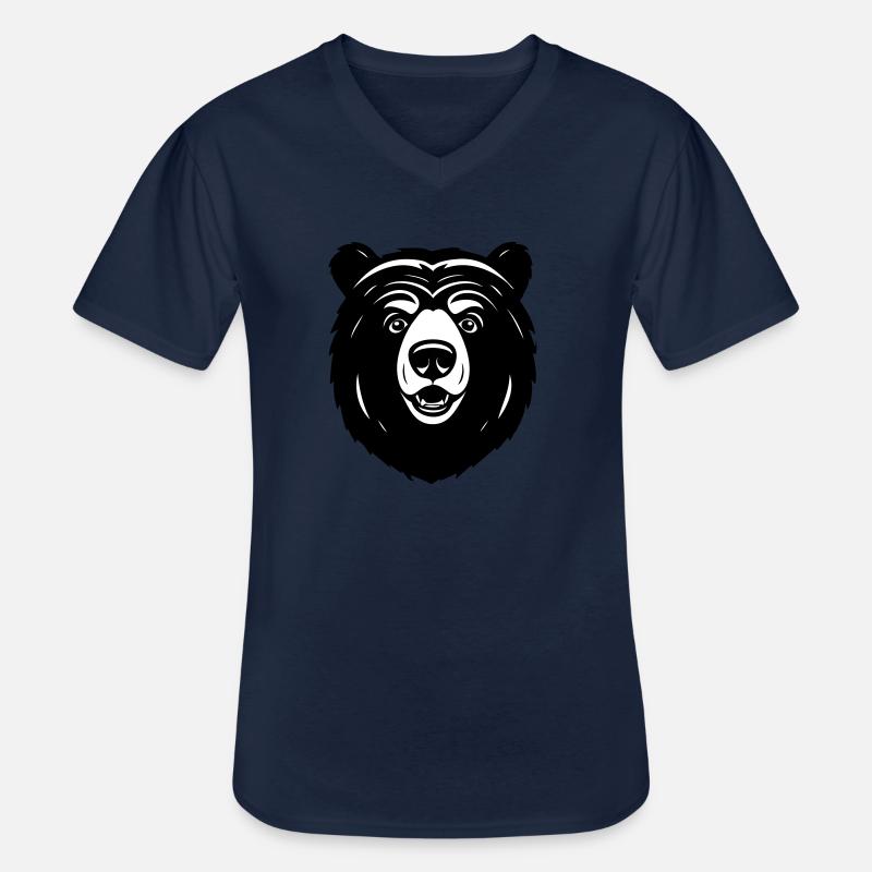 Lieblich neugieriger Comic Bär - Männer-T-Shirt mit V-Ausschnitt - Navy