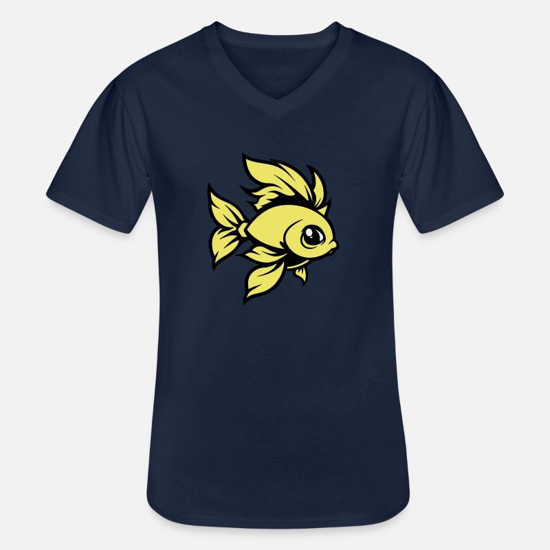 goldfisch fisch comic tier - Männer-T-Shirt mit V-Ausschnitt - Navy