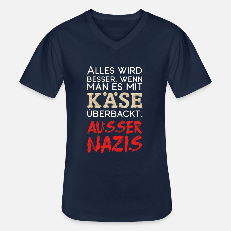 Mit Käse überbacken - Männer-T-Shirt mit V-Ausschnitt - Navy