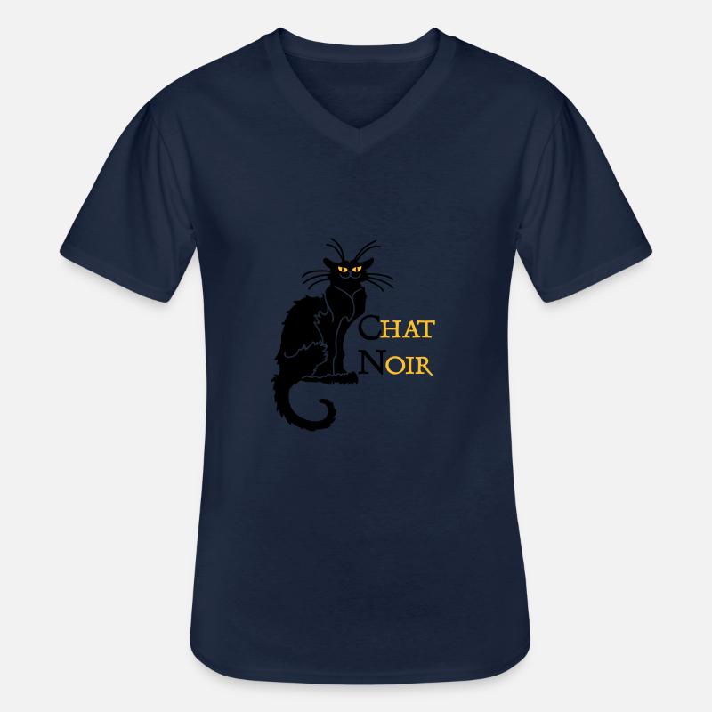 chat noir 'n (text, 2c) - Männer-T-Shirt mit V-Ausschnitt - Navy