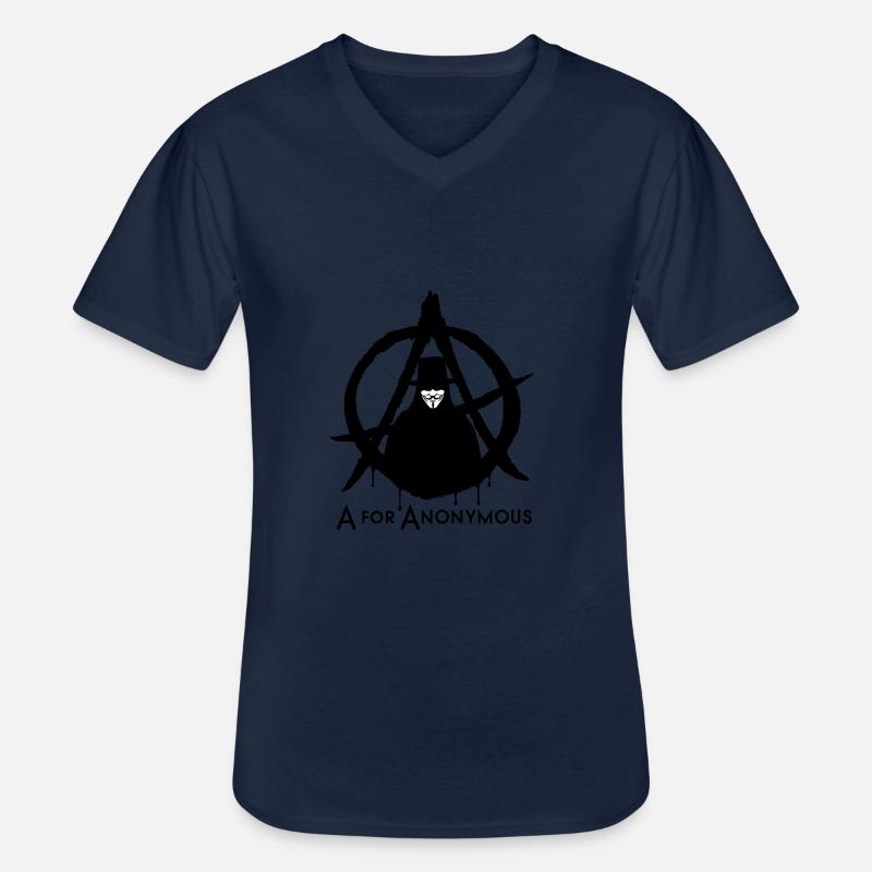 A for Anonymous 2c - Männer-T-Shirt mit V-Ausschnitt - Navy