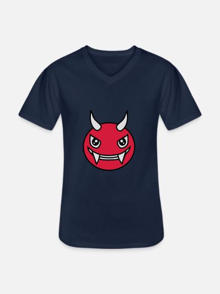 Design Face Evil Devil - Men's V-Neck T-Shirt - navy