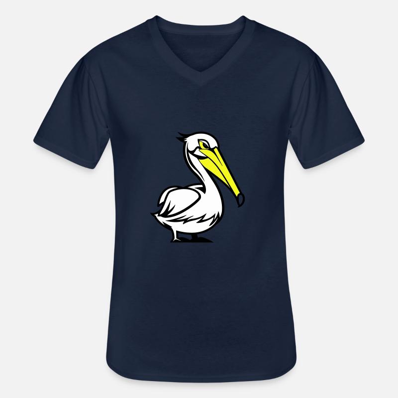 pelikan comic - Männer-T-Shirt mit V-Ausschnitt - Navy