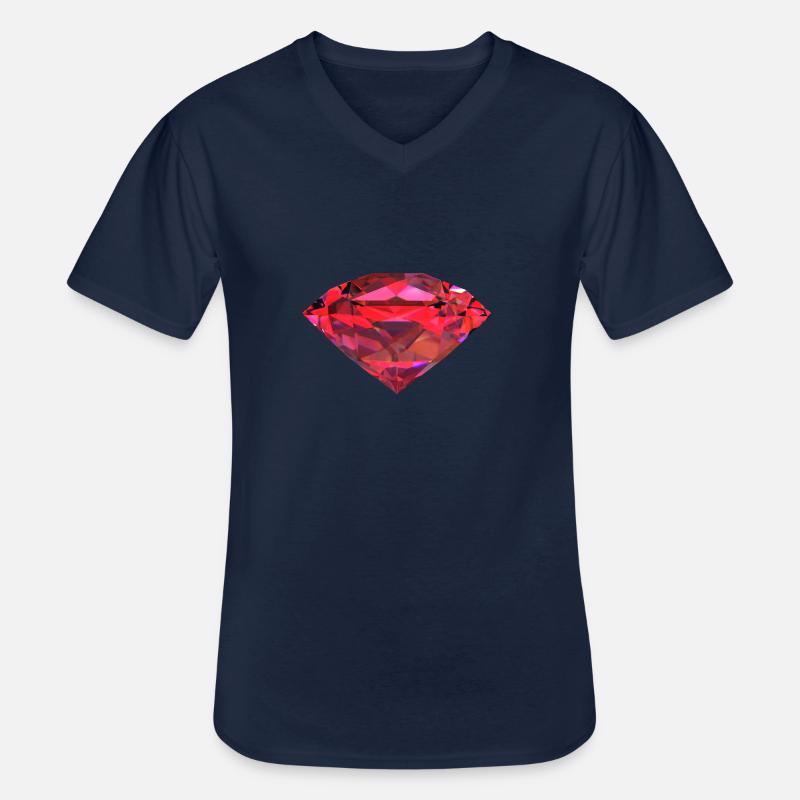 Rötlicher Rubin - Männer-T-Shirt mit V-Ausschnitt - Navy