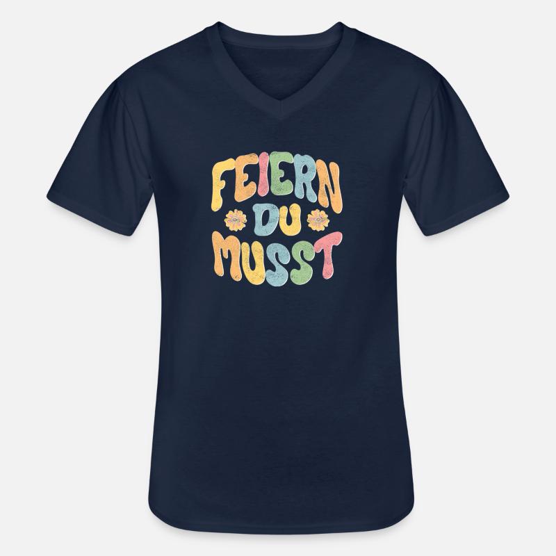 Feiern Du musst! - Männer-T-Shirt mit V-Ausschnitt - Navy
