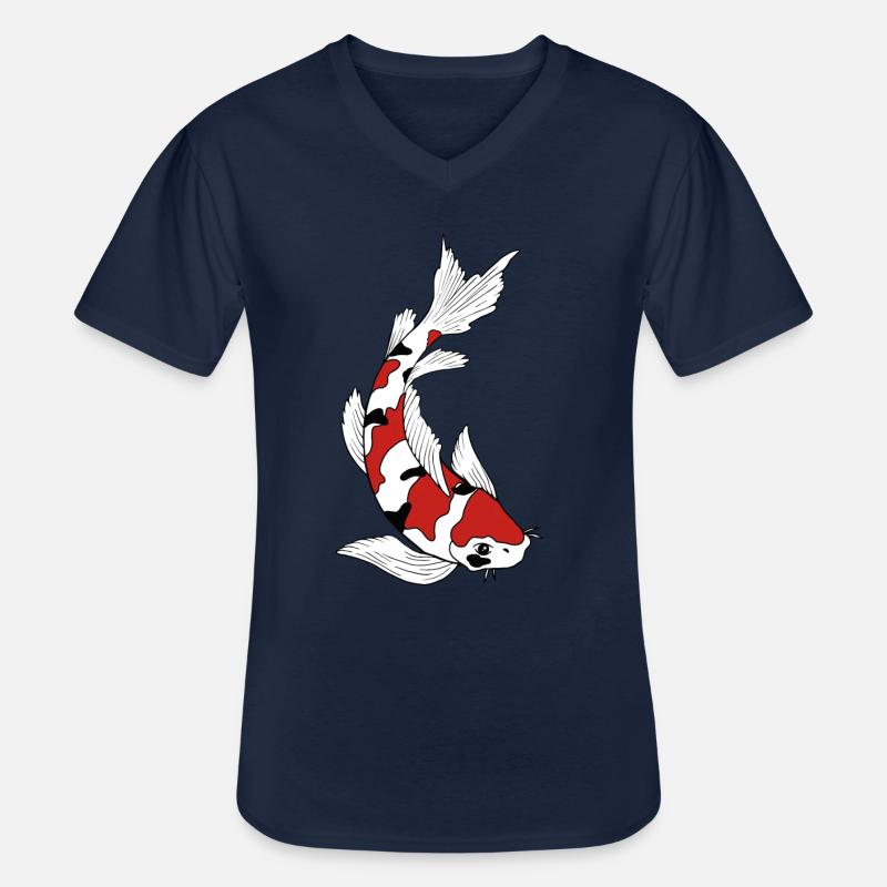 Carpa Koi - Maglietta da uomo classica con scollo a V - navy