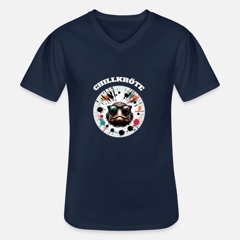 Chill Toad Turtle - Men's V-Neck T-Shirt - navy