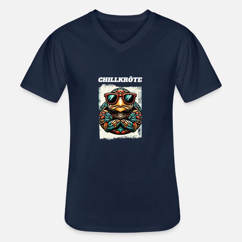 Chill Toad Turtle - Men's V-Neck T-Shirt - navy