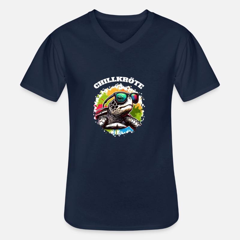 Chill Toad Turtle - Men's V-Neck T-Shirt - navy