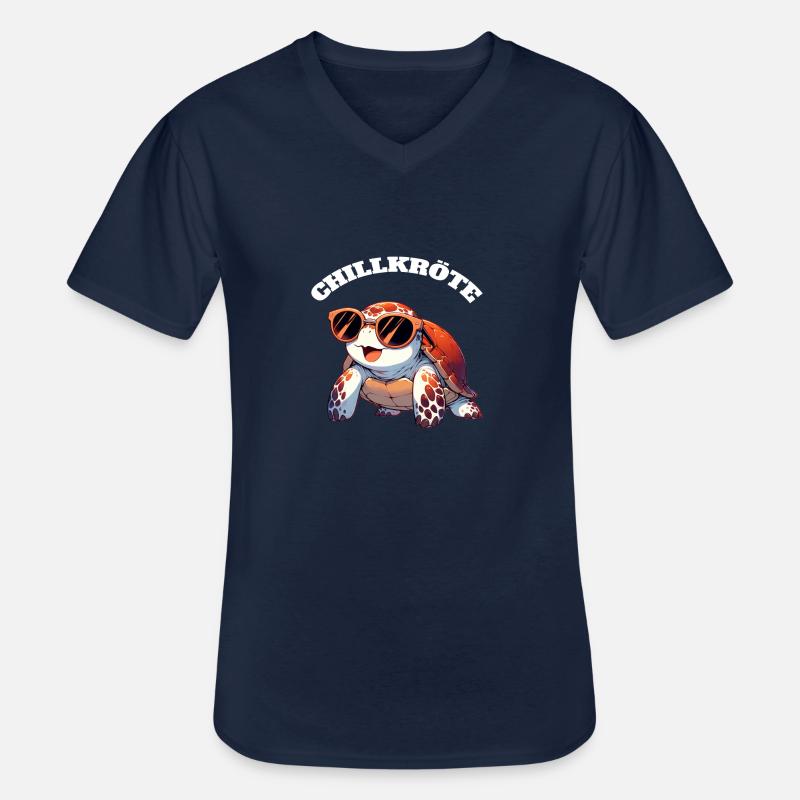 Chill Toad Turtle - Men's V-Neck T-Shirt - navy