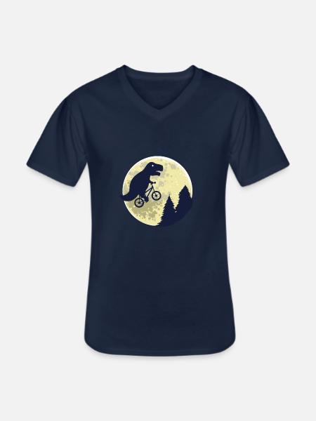 Dinosaur moon funny T-Rex gift birth - Men's V-Neck T-Shirt - navy