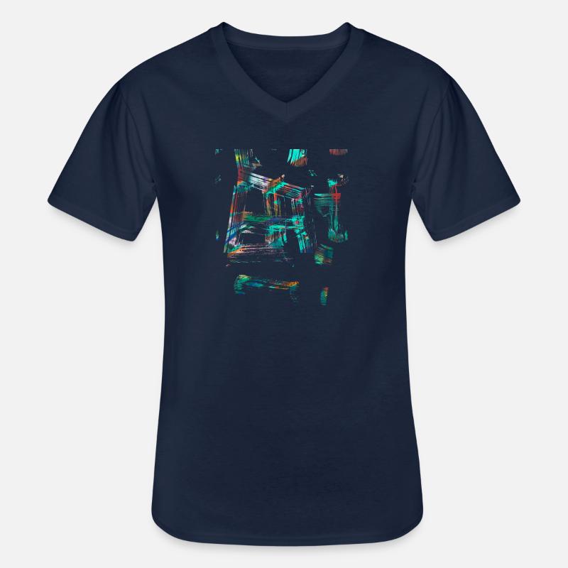 muster ,graffiti,bunt,malerei,kunst,türkis - Männer-T-Shirt mit V-Ausschnitt - Navy